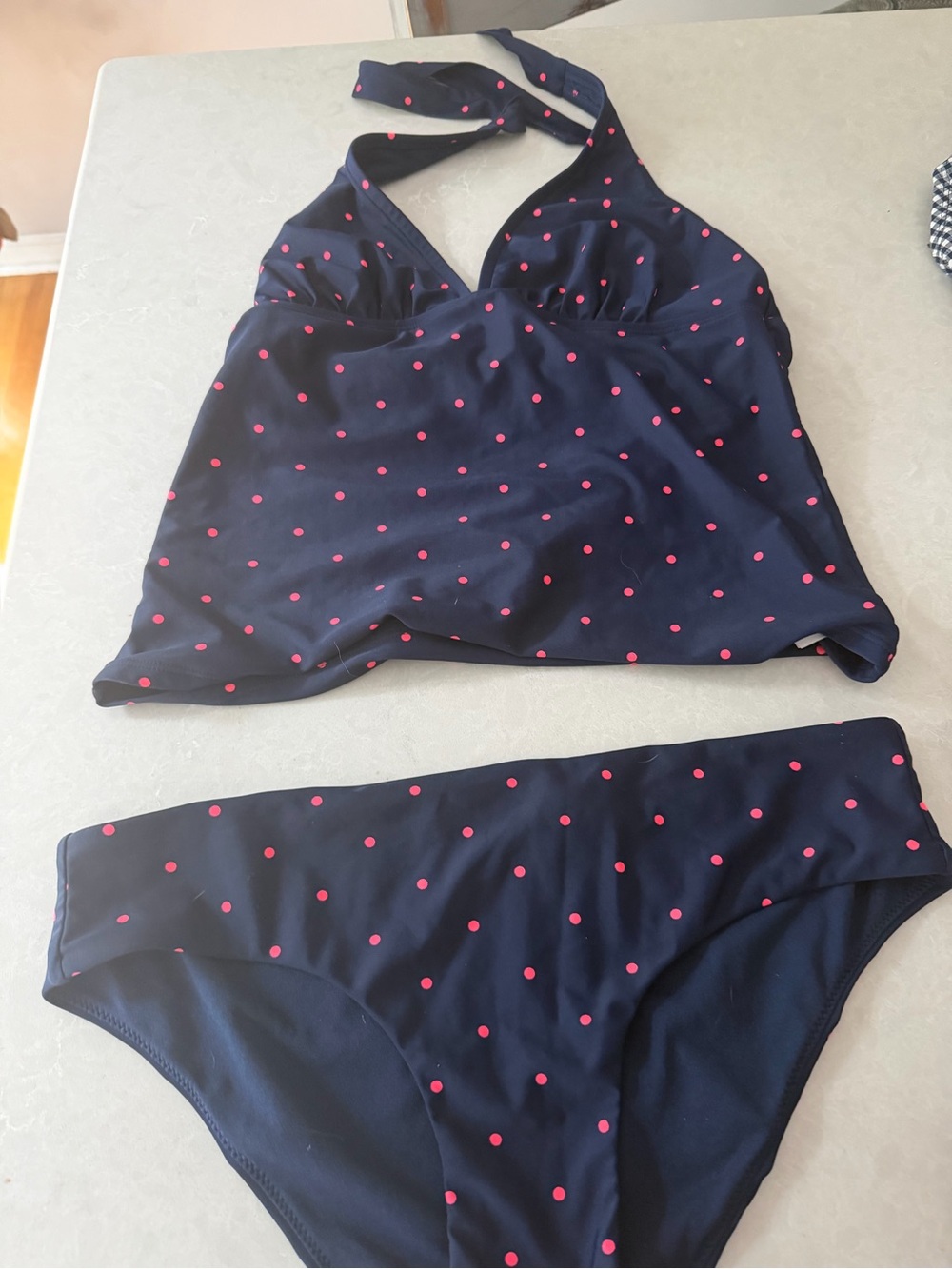 Women’s Gap Body Navy Polka Dot Tankini Swim Set - Pink Dot